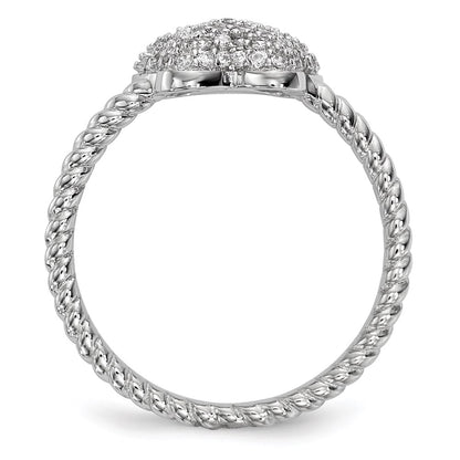 Sterling Silver Rhodium Plated Cz Butterfly Ring