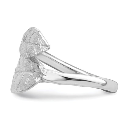 Sterling Silver Rhodium Plated Leaf Ring