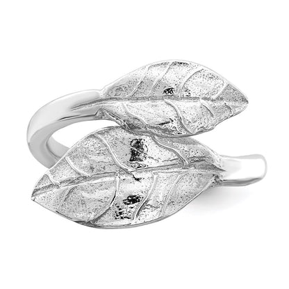 Sterling Silver Rhodium Plated Leaf Ring