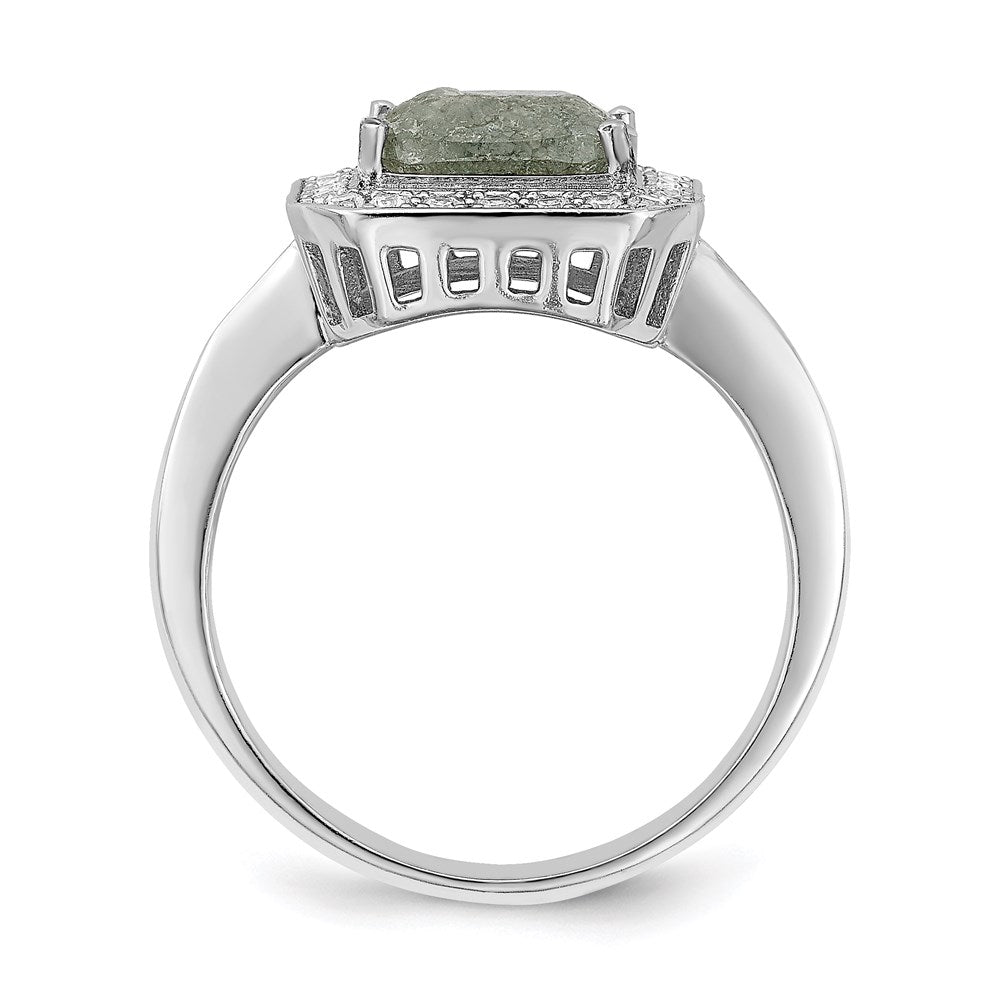 Sterling Silver Rhodium Plated Dark Gray Ice Cz Polished Ring