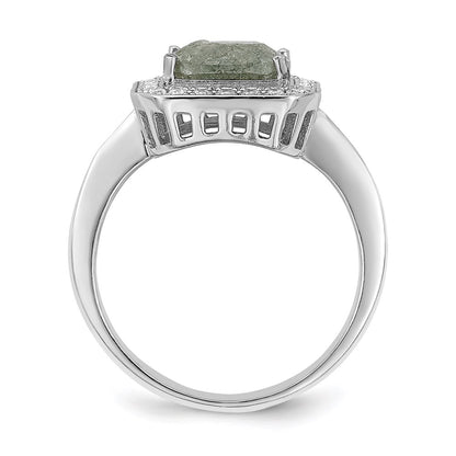 Sterling Silver Rhodium Plated Dark Gray Ice Cz Polished Ring