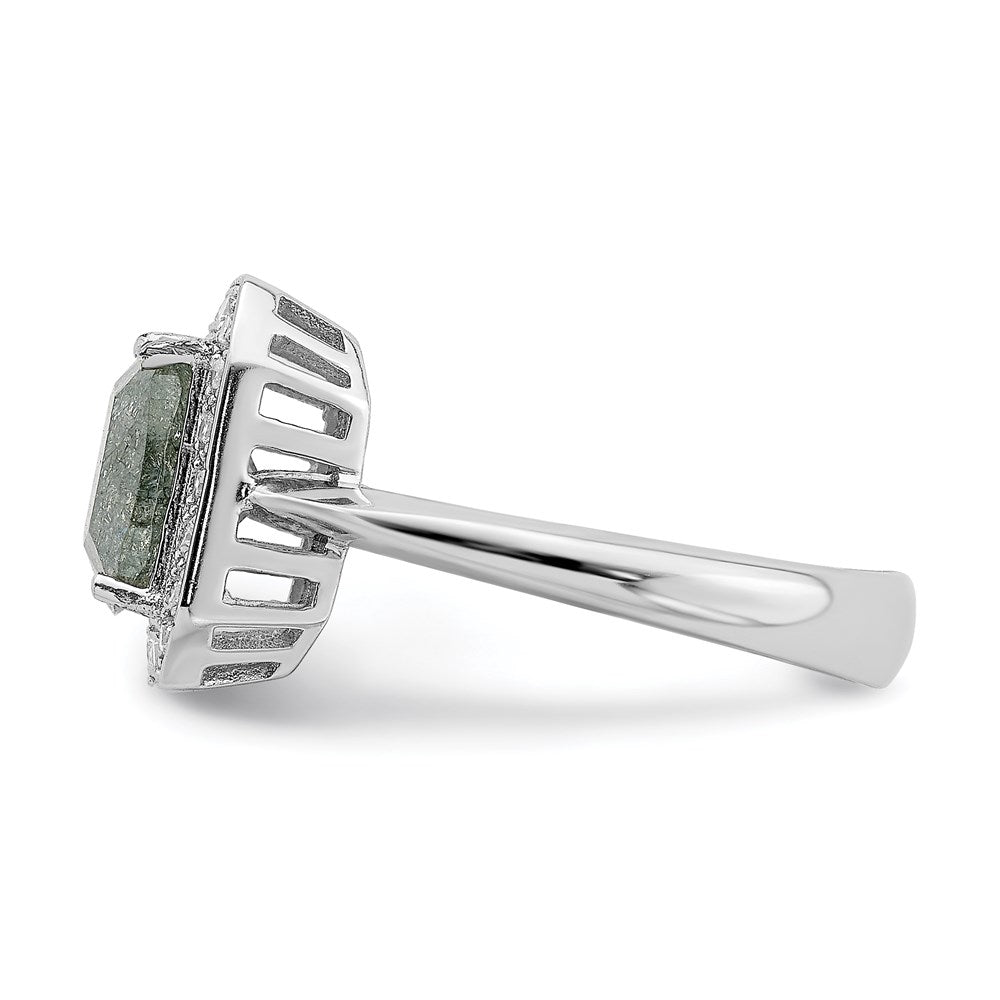 Sterling Silver Rhodium Plated Dark Gray Ice Cz Polished Ring