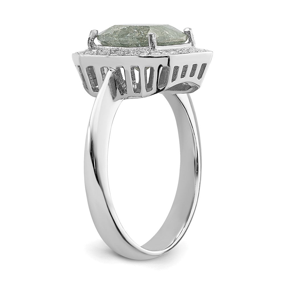 Sterling Silver Rhodium Plated Dark Gray Ice Cz Polished Ring