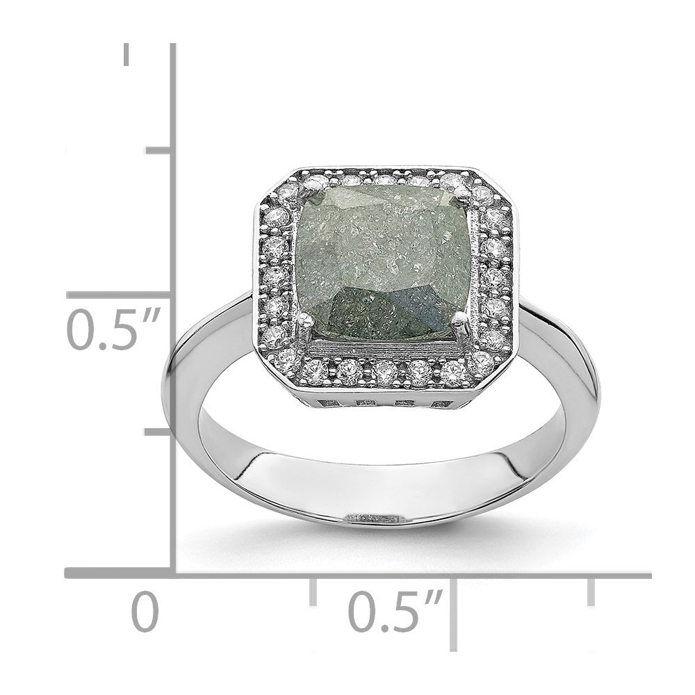Sterling Silver Rhodium Plated Dark Gray Ice Cz Polished Ring
