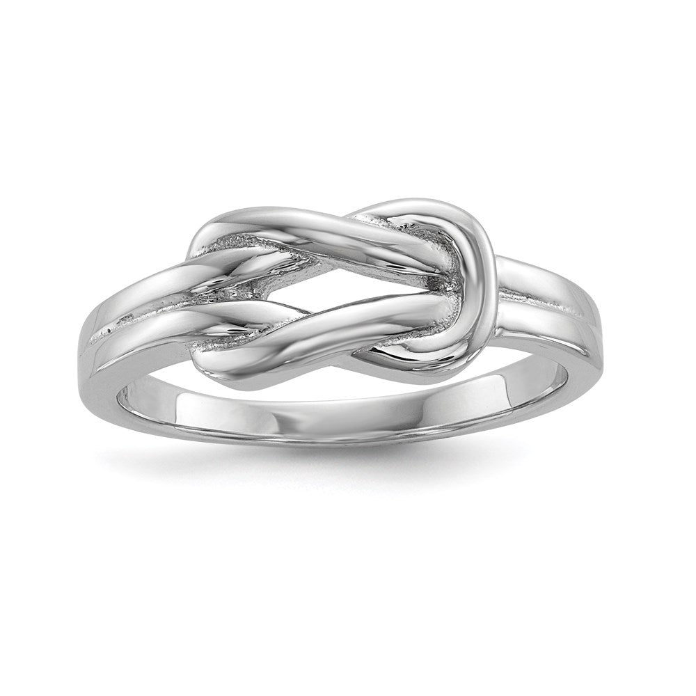 Sterling Silver Rhodium Plated Knot Ring
