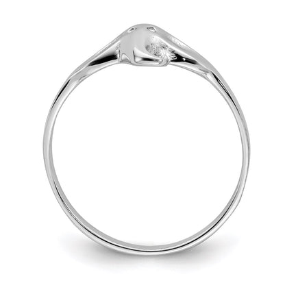 Sterling Silver Rhodium Plated Polished Elephant Ring