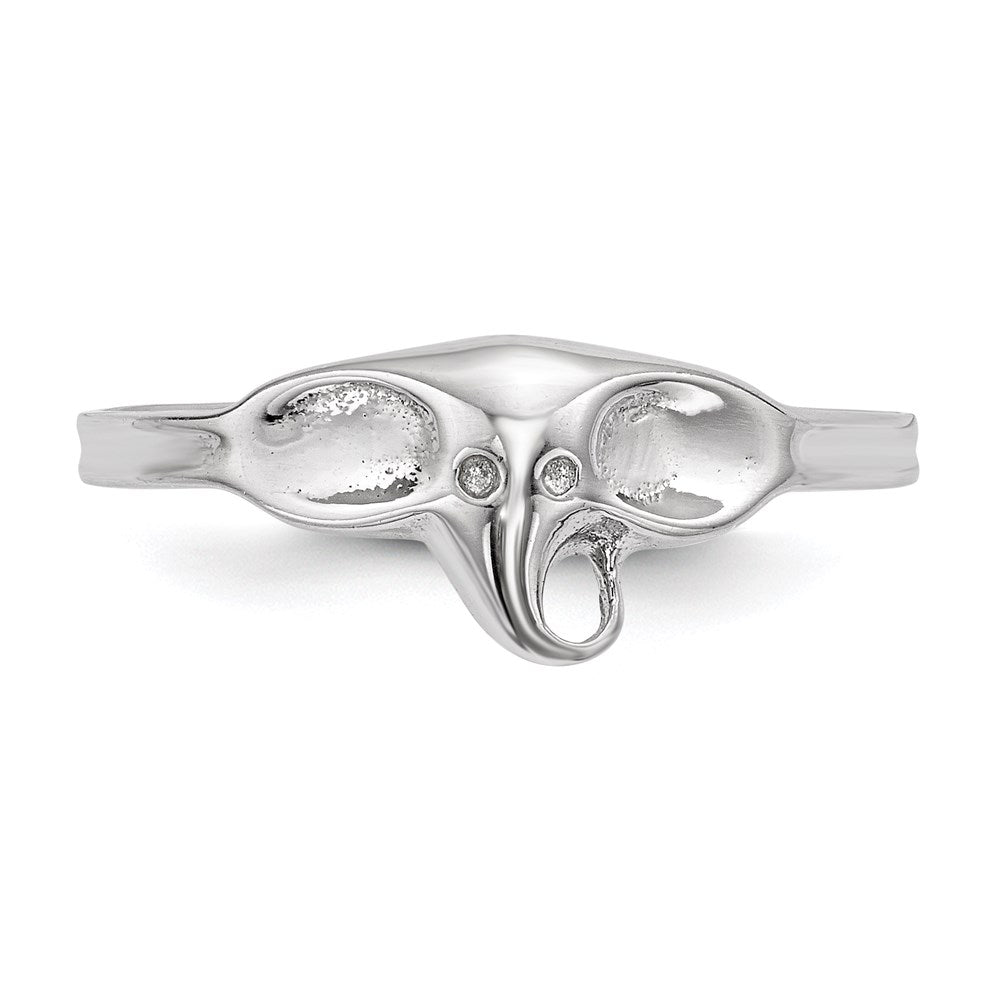 Sterling Silver Rhodium Plated Polished Elephant Ring
