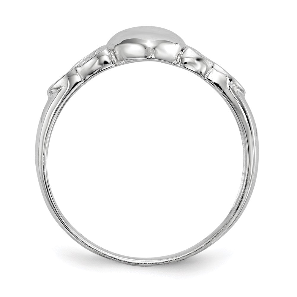 Sterling Silver Rhodium Plated Polished Claddagh Ring