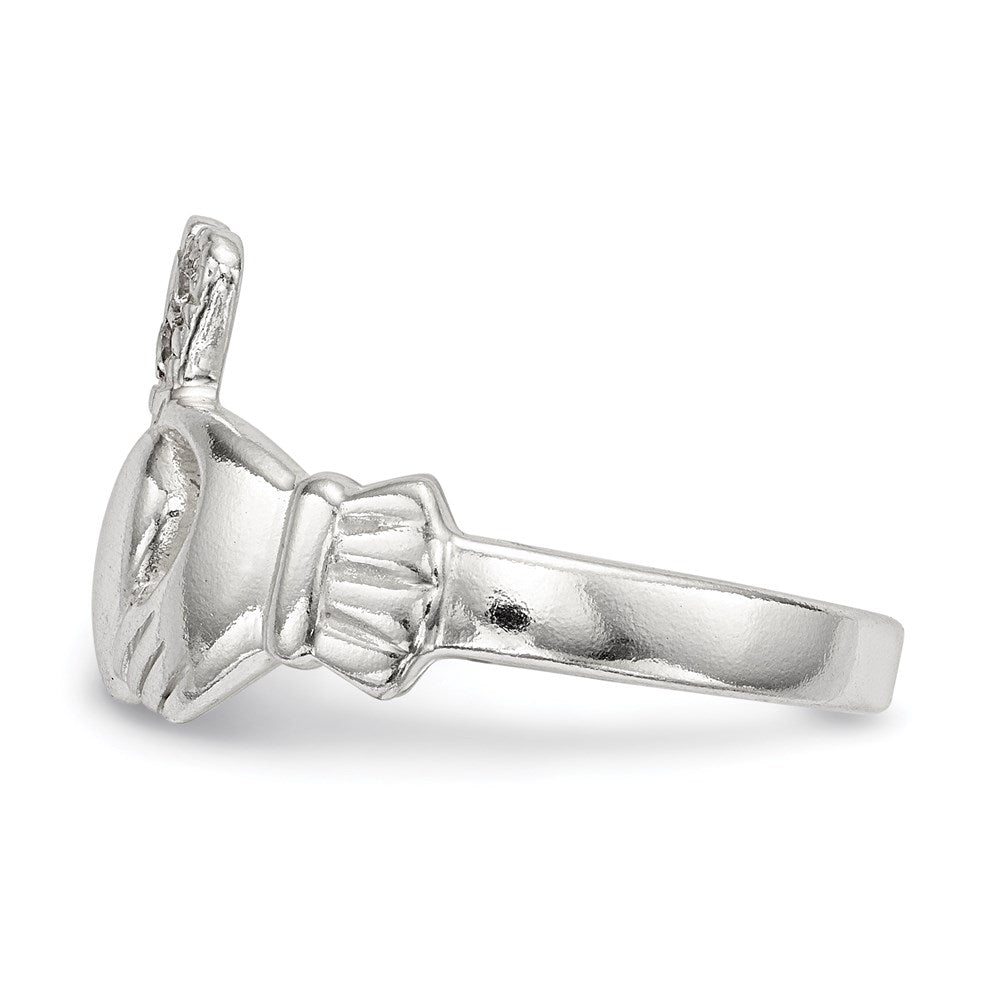 Sterling Silver Polished Cz Claddagh Ring