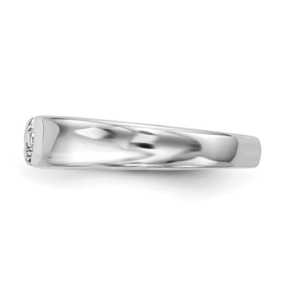 Sterling Silver Rhodium Plated Polished Fleur Dis Lis Band