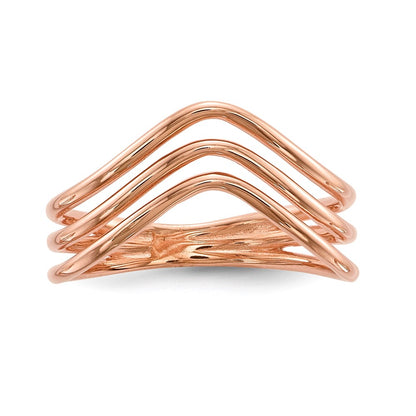 Sterling Silver Rose Tone 3 Band Ring