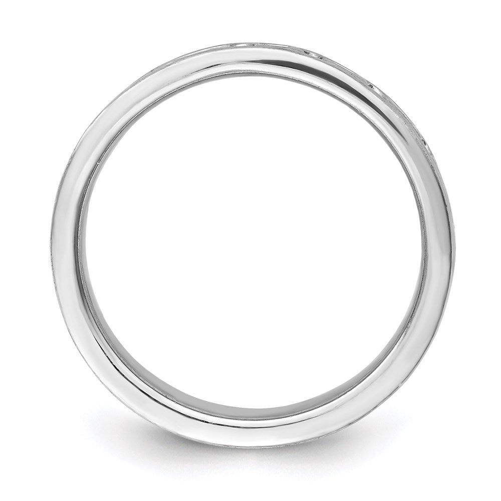 Sterling Silver Rhodium Plated Polished Fancy Ribbon Band