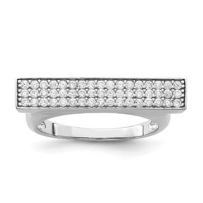 Sterling Silver Rhodium Plated Cz Ring