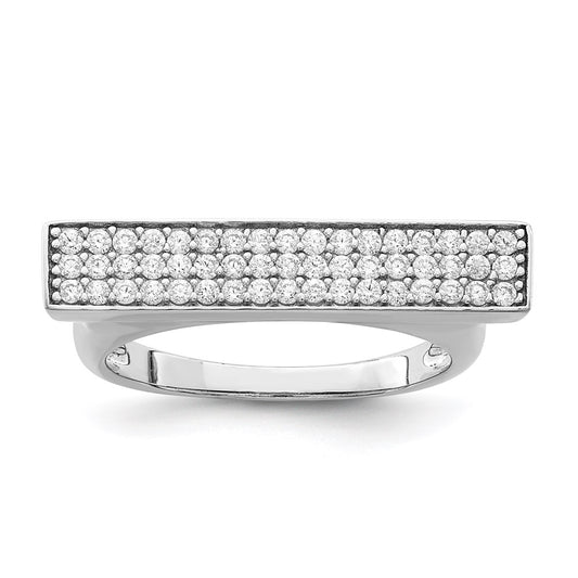 Sterling Silver Rhodium Plated Cz Ring