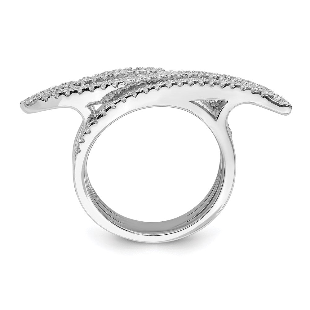 Sterling Silver Pure Fire Rhodium Plated Cz Ring