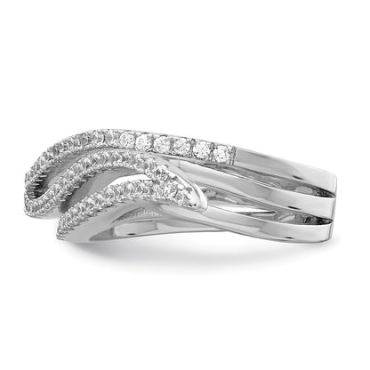 Sterling Silver Pure Fire Rhodium Plated Cz Ring