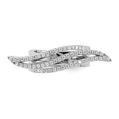 Sterling Silver Pure Fire Rhodium Plated Cz Ring