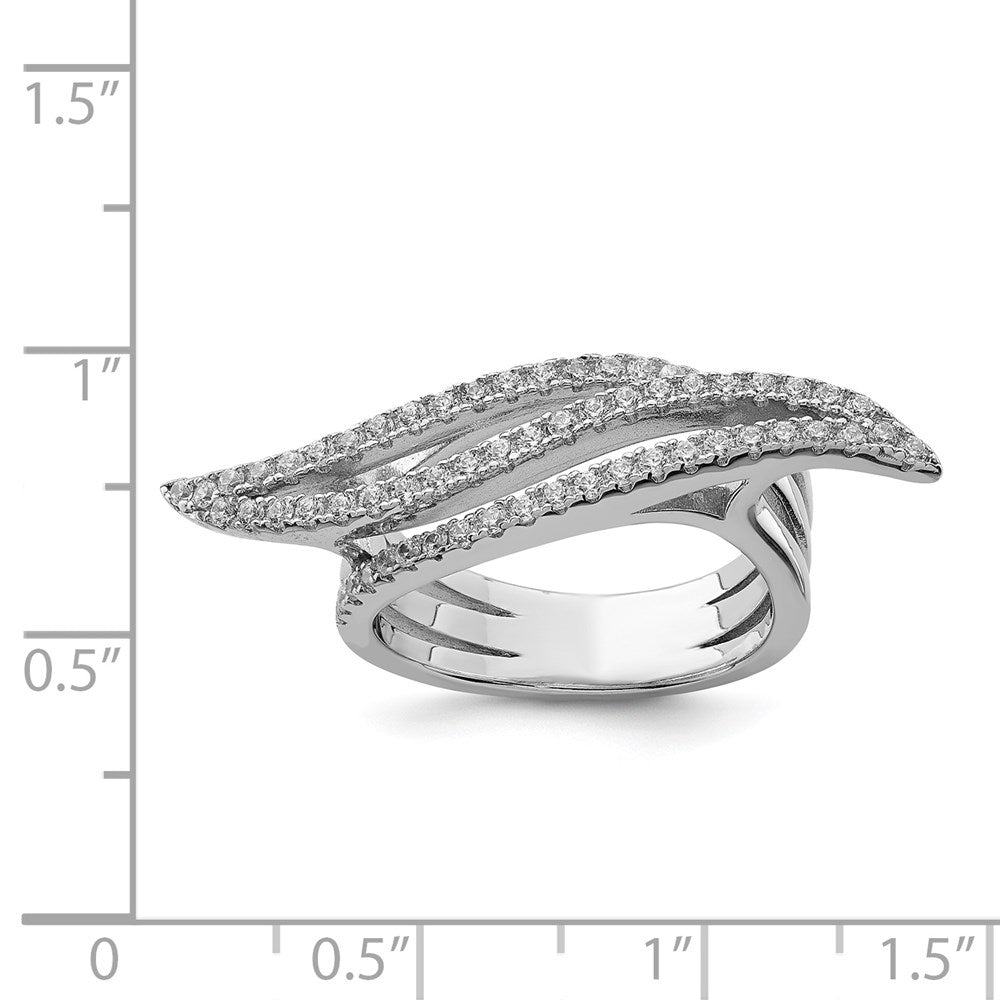 Sterling Silver Pure Fire Rhodium Plated Cz Ring