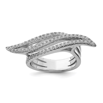 Sterling Silver Pure Fire Rhodium Plated Cz Ring