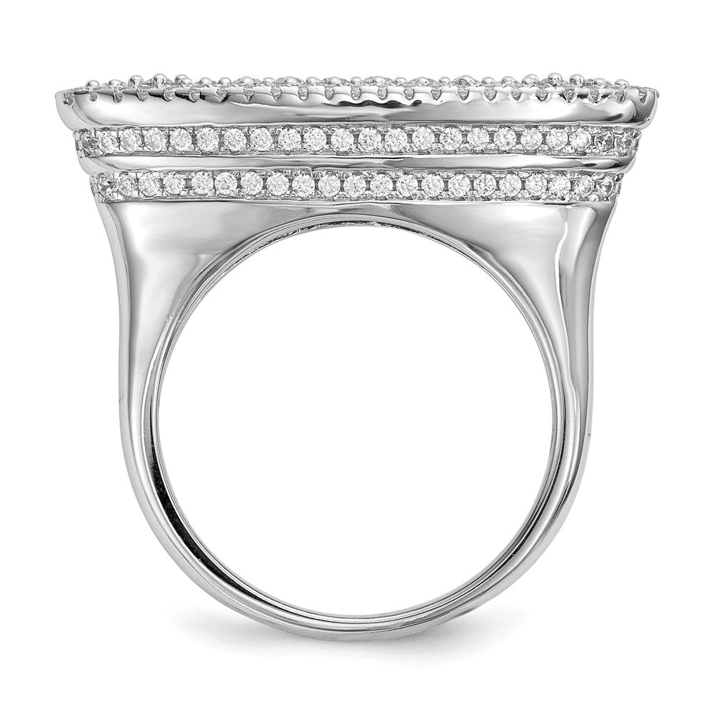Sterling Silver Pure Fire Rhod Plated Cz Ring