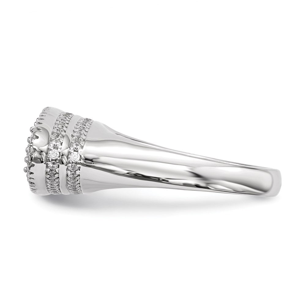 Sterling Silver Pure Fire Rhod Plated Cz Ring