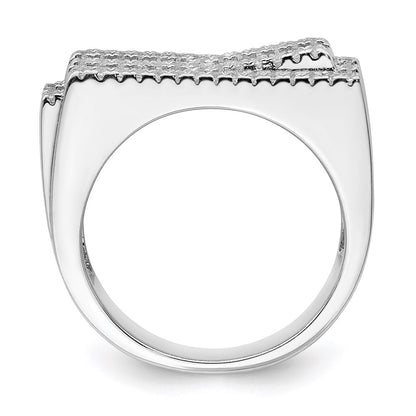 Sterling Silver Pure Fire Rhod Plated Cz Ring