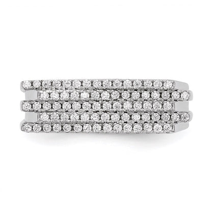 Sterling Silver Pure Fire Rhod Plated Cz Ring