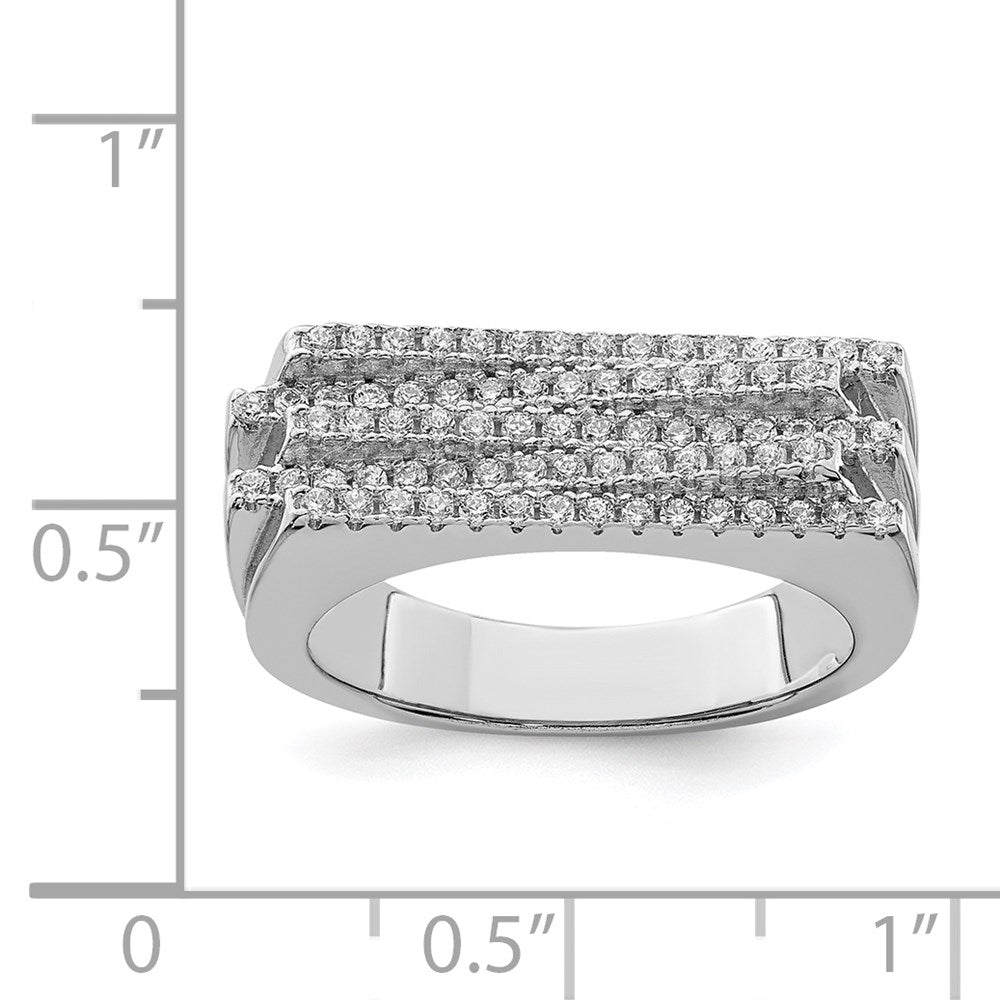 Sterling Silver Pure Fire Rhod Plated Cz Ring