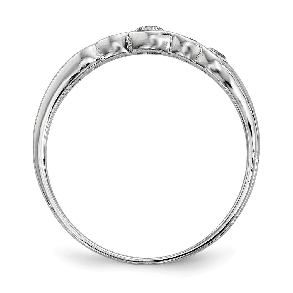 Sterling Silver Rhodium Plated 5 Stone Bezel Set Cz Ring