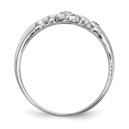 Sterling Silver Rhodium Plated 5 Stone Bezel Set Cz Ring