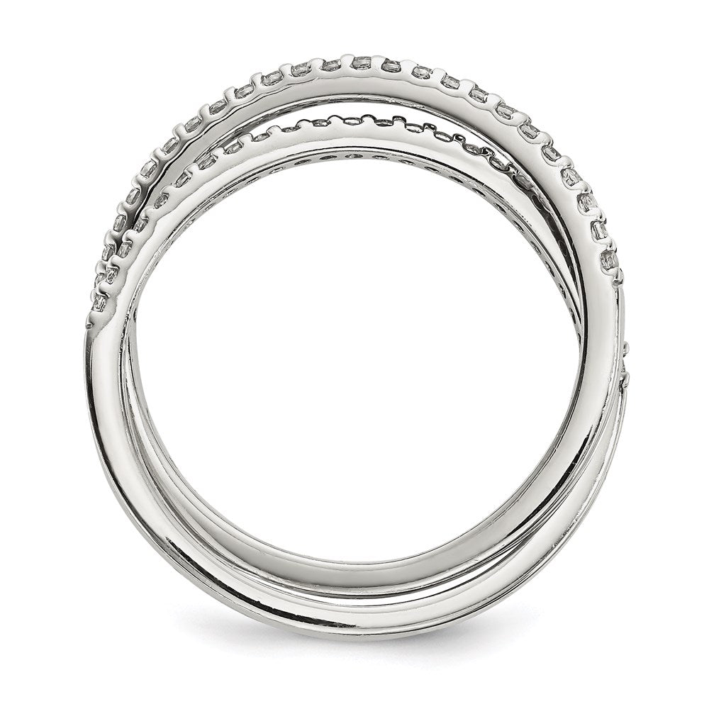 Sterling Silver Cz Intertwined Rings