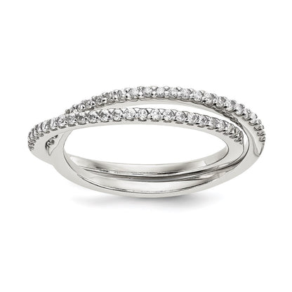 Sterling Silver Cz Intertwined Rings