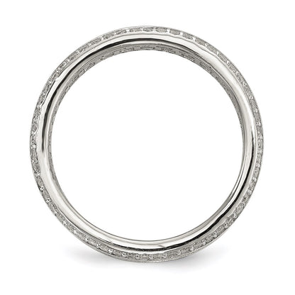 Sterling Silver Rhodium Plated Baguette & Round Cz Eternity Ring