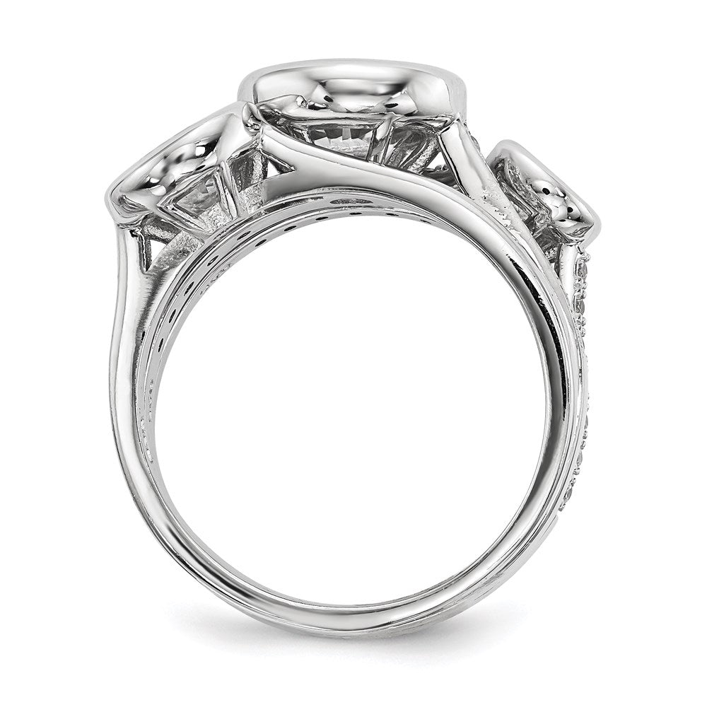 Sterling Silver Rhodium Plated Cz 3 Ring Set
