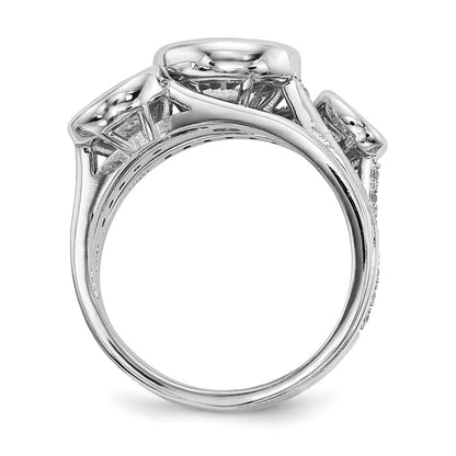 Sterling Silver Rhodium Plated Cz 3 Ring Set