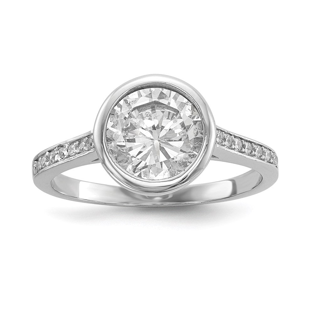 Sterling Silver Rhodium Plated Cz 3 Ring Set