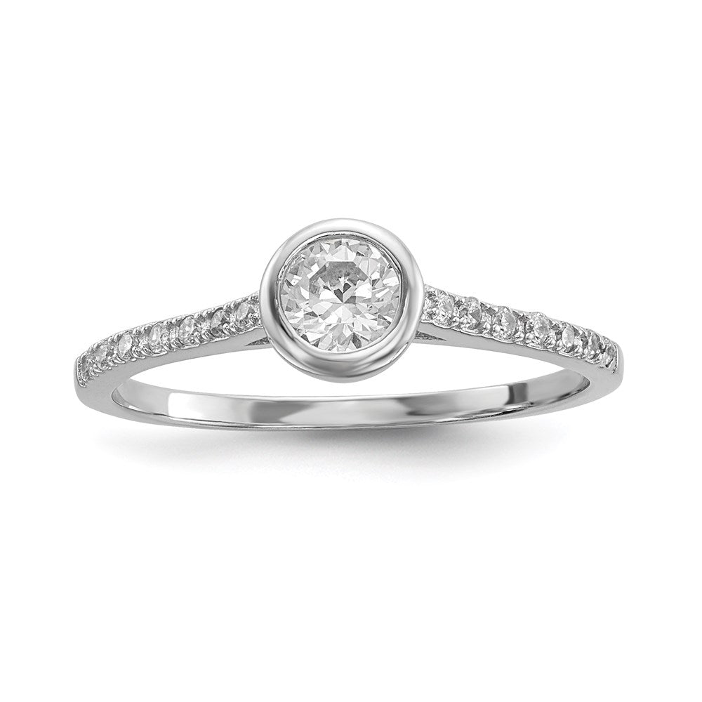 Sterling Silver Rhodium Plated Cz 3 Ring Set