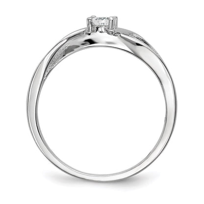Sterling Silver Rhodium Plated Cz Ring