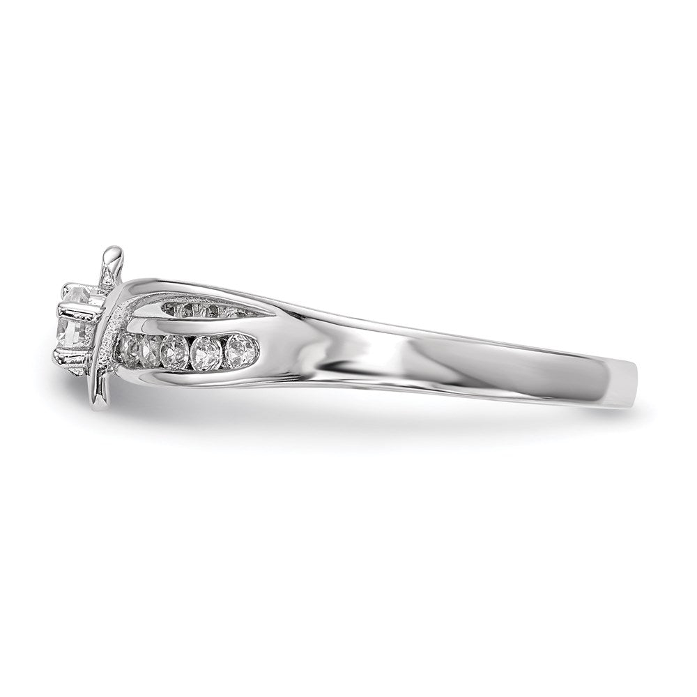 Sterling Silver Rhodium Plated Cz Ring