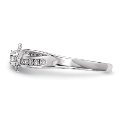 Sterling Silver Rhodium Plated Cz Ring