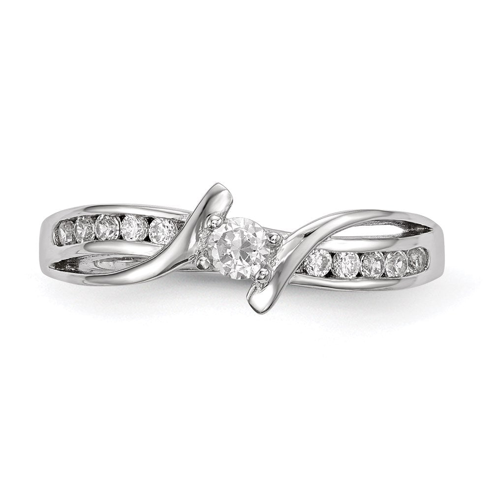 Sterling Silver Rhodium Plated Cz Ring