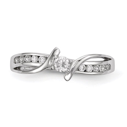 Sterling Silver Rhodium Plated Cz Ring