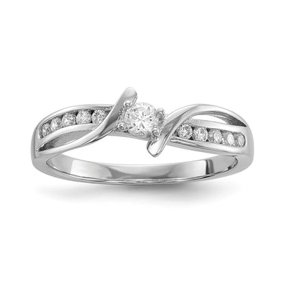 Sterling Silver Rhodium Plated Cz Ring