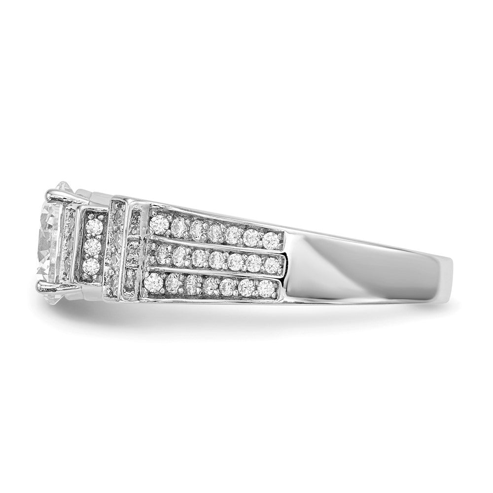 Sterling Silver Rhodium Plated Cz Tiered Pav‚Äö Ring