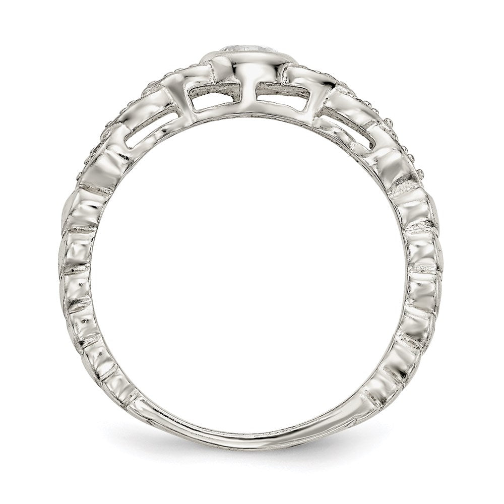 Sterling Silver Polished Cz Fancy Ring