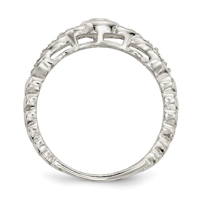 Sterling Silver Polished Cz Fancy Ring