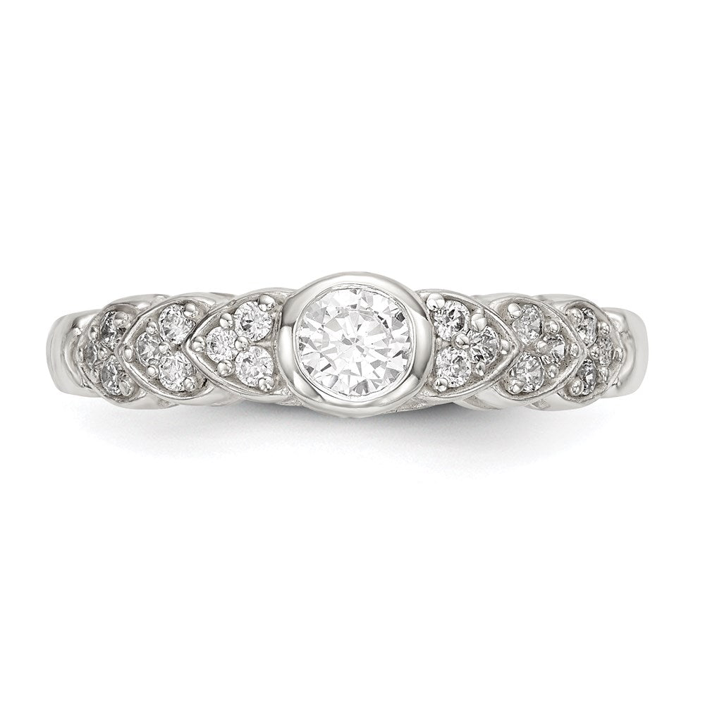 Sterling Silver Polished Cz Fancy Ring