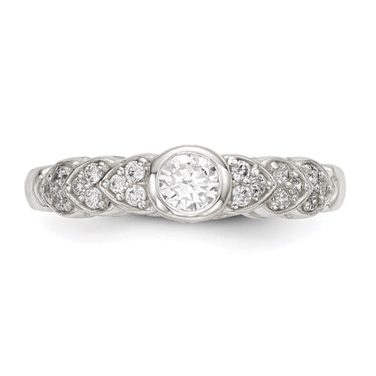 Sterling Silver Polished Cz Fancy Ring