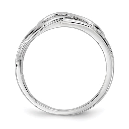 Sterling Silver Rhodium Plated Cz Infinity Ring