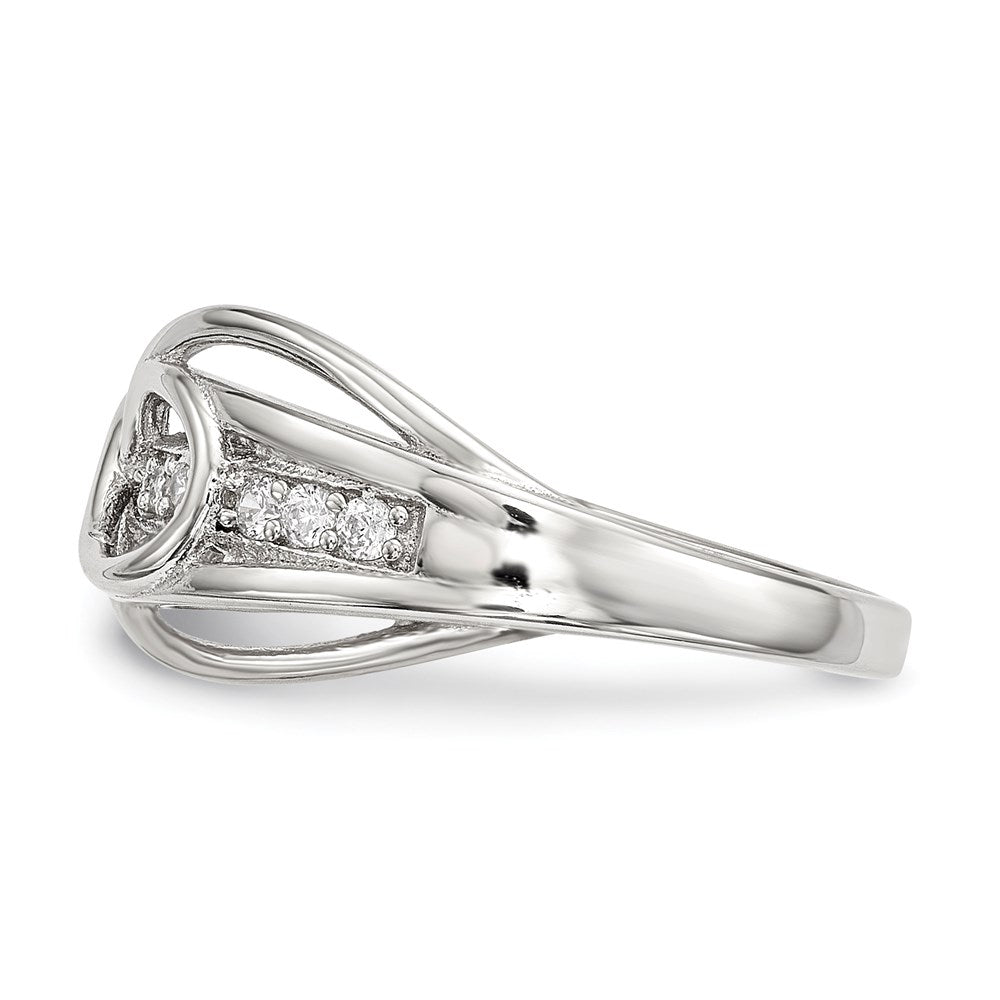 Sterling Silver Rhodium Plated Cz Infinity Ring